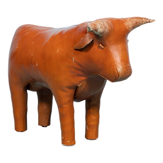 Leather Bull Footstool by Dimitri Omersa, 1960s | Chairish