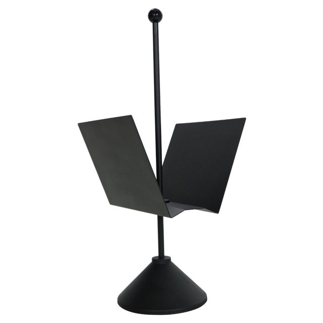 Minimalistic Black Metal Magazinine Rack by Porada Arredi, Italy, 1980s For Sale
