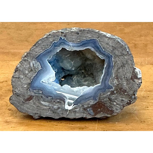 Mid-Century Modern Vintage Blue Quartz Geode For Sale - Image 3 of 12
