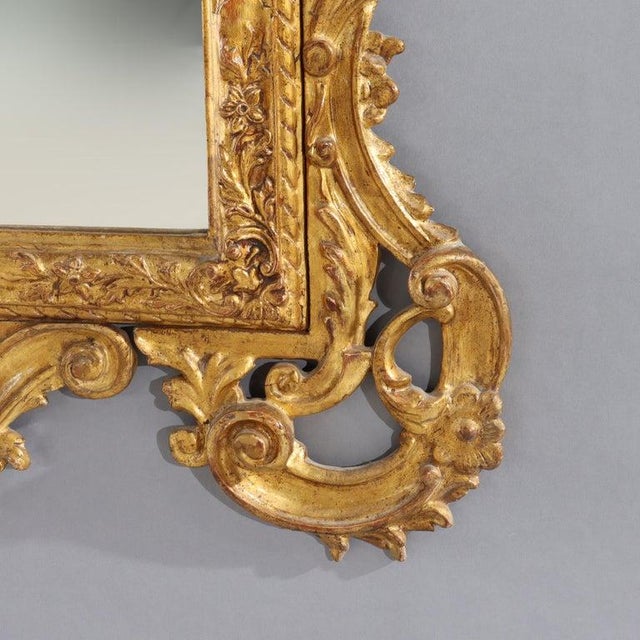 French Oversized 58" Antique French Louis XIV Carved Gilt Wood Mirror 19thC For Sale - Image 3 of 12