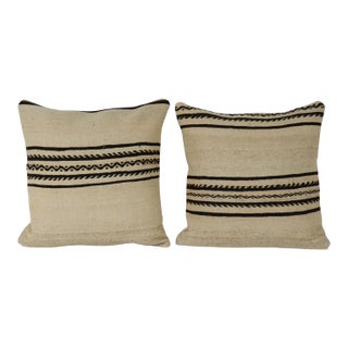 Striped Turkish Kilim Pillow Covers - A Pair For Sale