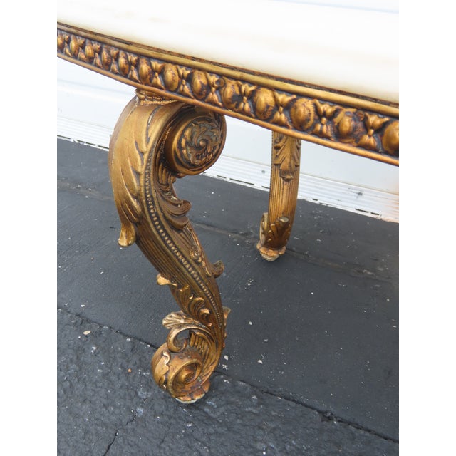 French Antique Gold Finish Oval Marble Top Coffee Table 6640 For Sale - Image 11 of 18