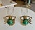 Italian Pair Italian Green & Brass Faux Oil Lamp Wall Sconces For Sale - Image 3 of 18