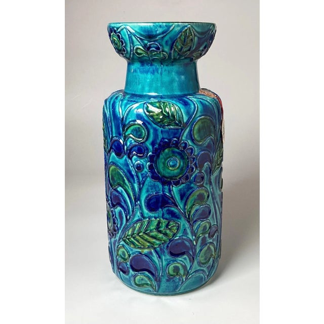 Blue Mid Century Modern Ceramic Vase by Bay Keramik | Chairish
