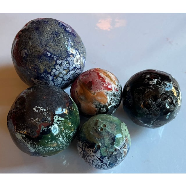 Modernist Mid-Century Sculpture of Experimental Glazed Pottery Moon Balls - Set of 5 For Sale - Image 13 of 16