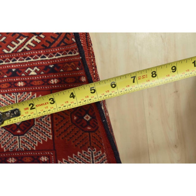 Turkmen Rug 10’1” X 12’6” Red Wool Vintage Tribal Hand-Knoted Carpet For Sale - Image 12 of 14
