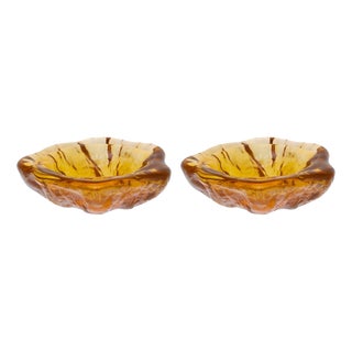 Brown Hand-Blown Glass Decorative Bowls from Konsthantverk Tyringe 1 , Set of 2 For Sale