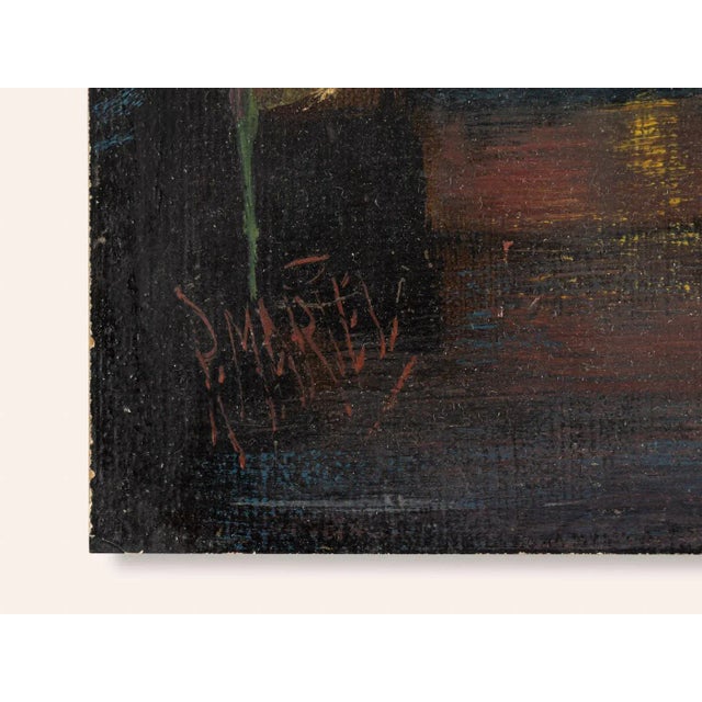 R. Marien, Pigalle in the Night, Oil on Wooden Plate, Framed For Sale - Image 7 of 10
