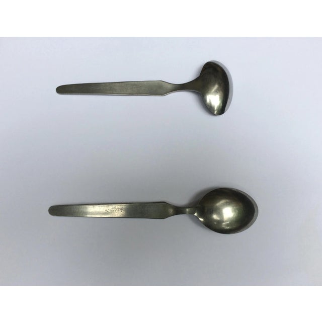 Silver Mid-Century Modern Stainless Steel Baby / Infant Feeding Spoons - Set of Two For Sale - Image 8 of 13
