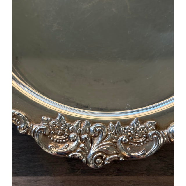 Silver Baroque by Wallace Vintage Silver-Plate Wine Coaster For Sale - Image 8 of 11