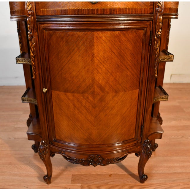 French 1920s Antique French Louis XV Walnut & Satinwood Inlay Cabinet Entry Hall Stand For Sale - Image 3 of 18