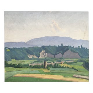 Louis Henri Salzmann, Paysage de la campagne genevoise et du Jura, Oil on Wood For Sale