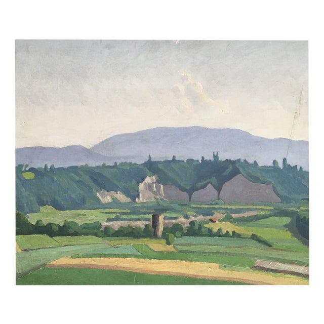 Louis Henri Salzmann, Paysage de la campagne genevoise et du Jura, Oil on Wood For Sale