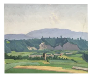 Louis Henri Salzmann, Paysage de la campagne genevoise et du Jura, Oil on Wood