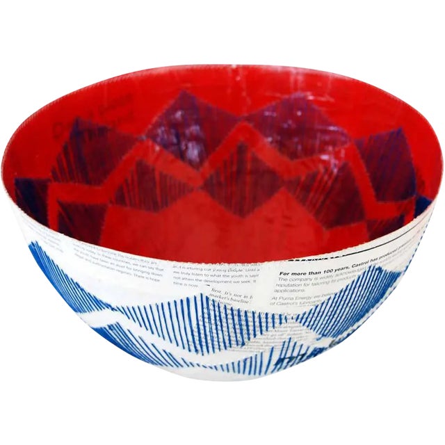 Stitched Paper Mache Bowl For Sale