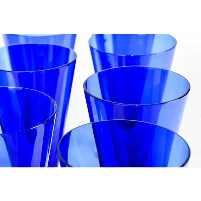 Vintage Cobalt Crystal Juice Glasses - Set of 10 For Sale - Image 10 of 11