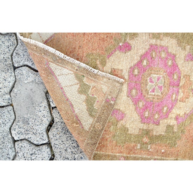 1960s 1960s Orange Handmade Turkish Entryway Rug For Sale - Image 5 of 6