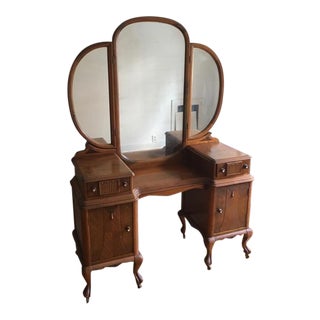 Art-Deco Style Vanity with 3 Mirror Panels For Sale