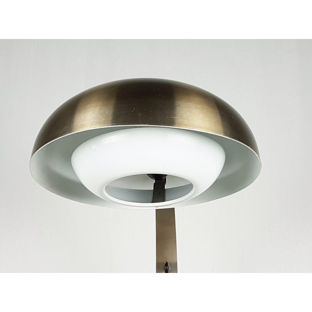 Mid-Century Modern Italian White and Anodized Bronze Metal Table Lamp, 1960s For Sale - Image 3 of 10