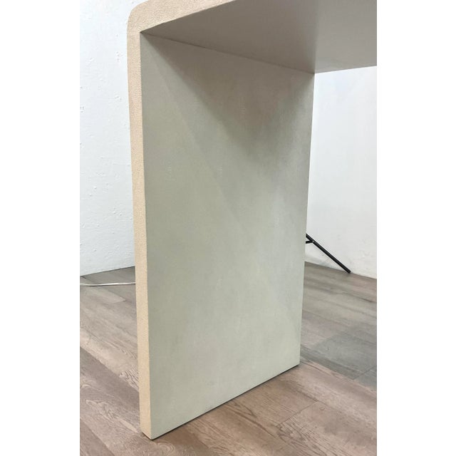 Made Goods Modern Ivory Faux Shagreen Harlow Waterfall Console Table For Sale In Atlanta - Image 6 of 6