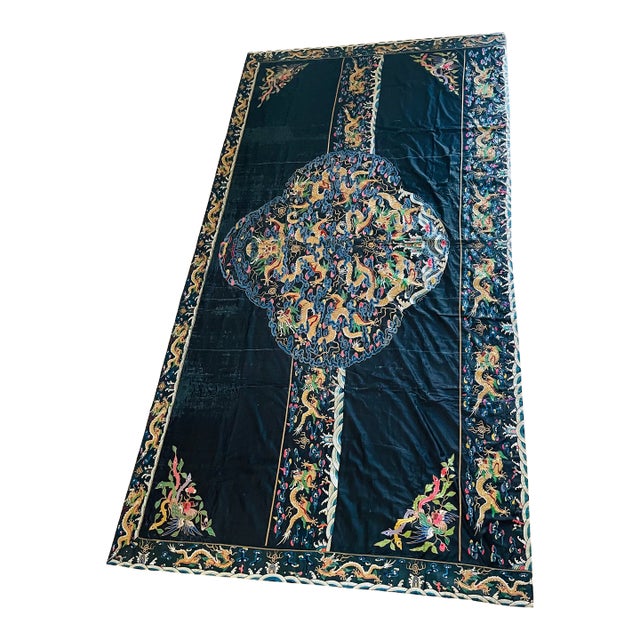 Early 19th Century Antique Chinese Qing Dynasty Large Altar Embroidery For Sale