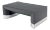 Large Black Lacquer Cloth Covered Chrome Base Rectangular Coffee Table For Sale