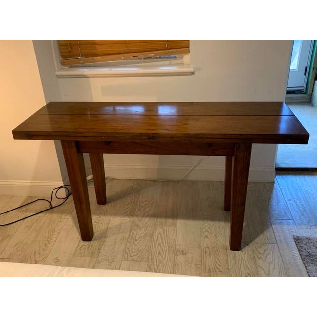 Contemporary English Red Oak Flip Top Rectangular Table For Sale - Image 3 of 6