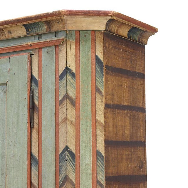 Folk Art Rustic Farmhouse Painted Bridal Cabinet, 1825 For Sale - Image 4 of 16