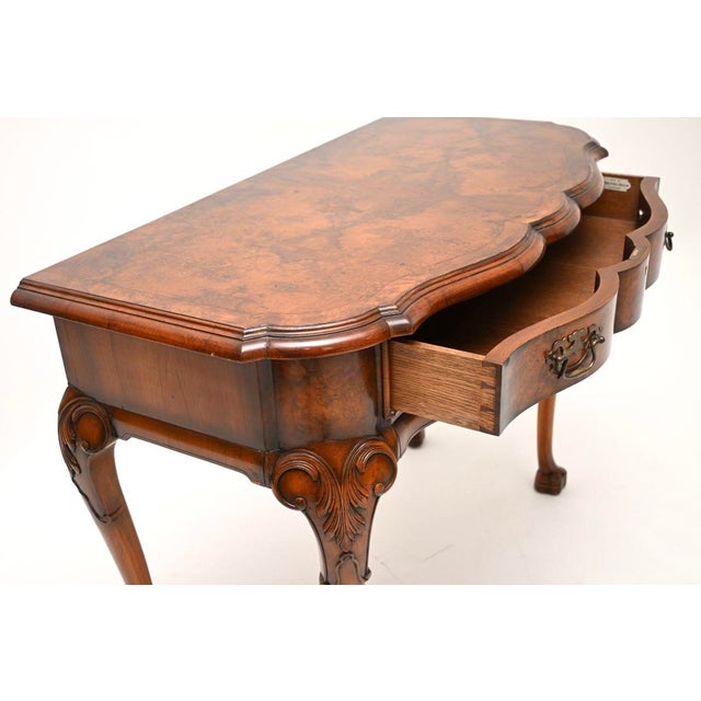 Antique Burr Walnut Console Table by Beresford and Hicks, 1920 For Sale - Image 4 of 11