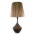 1960s Mid-Century Modern Sculptural Teardrop Cork and Walnut Table Lamp With Original Pleated Shade For Sale