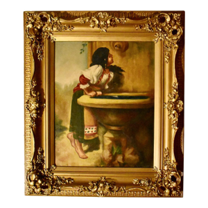 Antique Oil on Canvas Painting W/Ornate Gold Frame