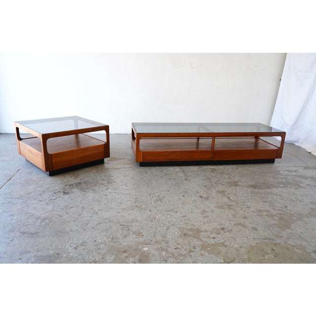 1960s John Keal Brown Saltman Mid-Century Modern Coffee Table W Smoked Glass Top For Sale - Image 16 of 16