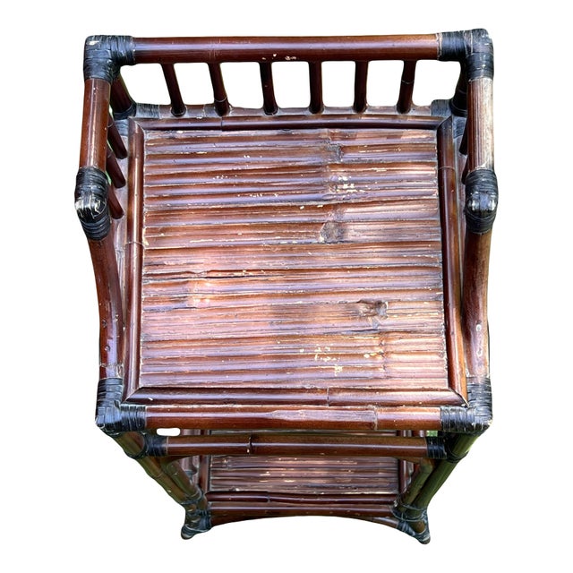 Mid-Late 20th Century Bamboo Etagere 3-Tiered Shelf or Magazine Stand For Sale - Image 9 of 9