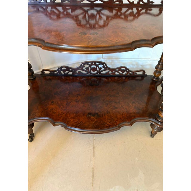 Antique Victorian Burr Walnut Whatnots, 1860, Set of 2 For Sale - Image 6 of 13