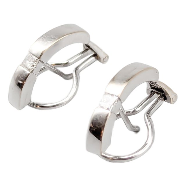 Earrings in White Gold with Princess Cut Diamonds, Set of 2 For Sale