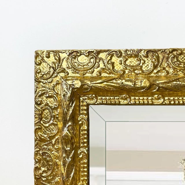 Early 20th Century Antique 24k Gilt Wood Frame With Mirror For Sale - Image 5 of 9