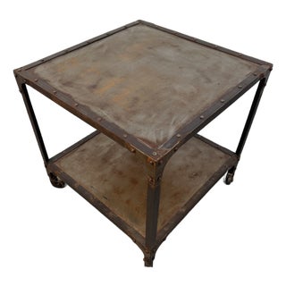 Late 20th Century Rustic Industrial Two-Tier Metal Accent Table For Sale