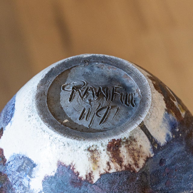 Postmodern Studio Art Pottery Vase Signed 1991 Ranfill For Sale - Image 10 of 10