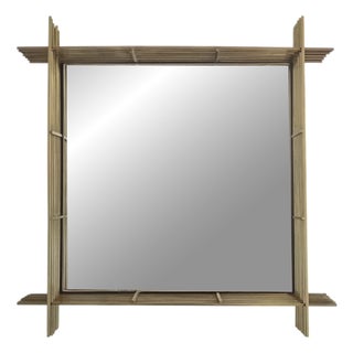 Square Wall Mirror with Brass Wire Mesh Frame by Ettore Sottsass, Italy, 1970s For Sale