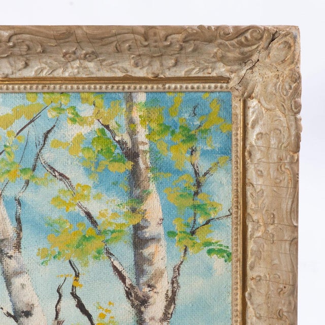 Postmodern 1950s Oil on Board Painting of Bitch Trees For Sale - Image 3 of 10