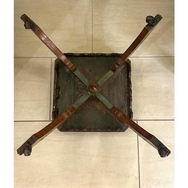 Antique, Oak With Spoon-Carvings, Victorian-Era or Eastlake Style Foot/Vanity Stool, Cabriole Legs, Centralized Drop-Pendant Under Seat, Circa 1890’s For Sale - Image 10 of 10