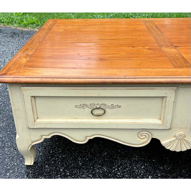 French Country Ethan Allen Country French 4 Drawer Coffee Table For Sale - Image 3 of 10