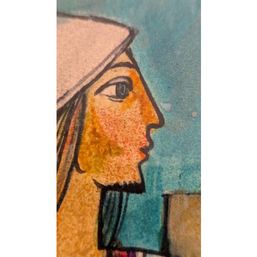 Framed Matted Painting by Aharon Shevo: A Cover Illustration for the Book: "Tales of the Prophet Samuel: Retold for Jewish Youth".1969 For Sale - Image 17 of 18