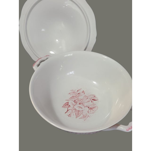 Late 20th Century Vintage Laveno Italian Red Transferware Covered Soup Tureen For Sale - Image 5 of 7