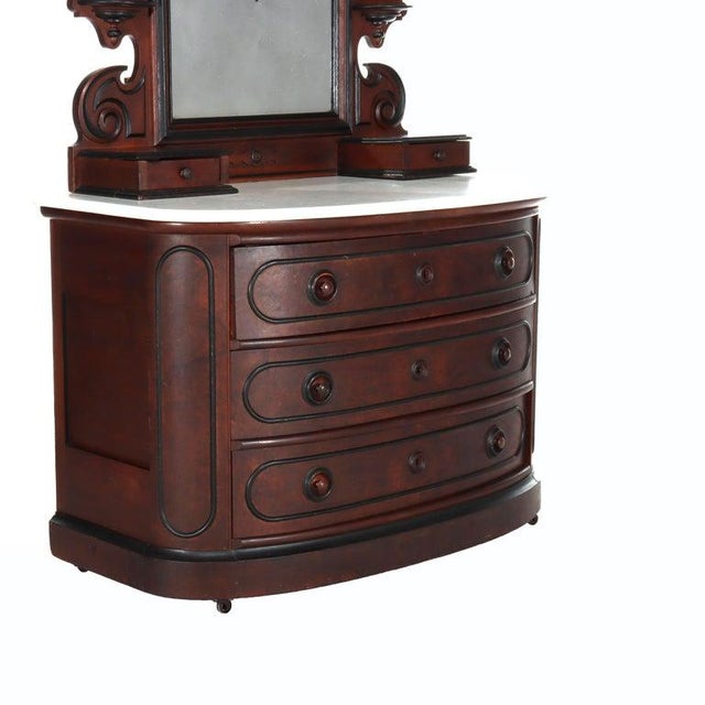 Late 19th Century Antique Berkey & Gay School Victorian Walnut & Marble Dresser With Ebonized Trim, Attrbiuted For Sale - Image 5 of 14