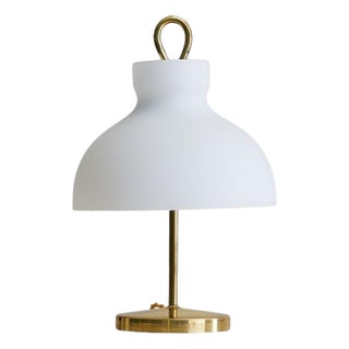 1950s Italian Brass + Opaline Glass Table Lamp by Ignazio Gardella for Azucena For Sale