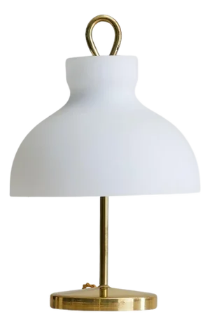 1950s Italian Brass + Opaline Glass Table Lamp by Ignazio Gardella for Azucena