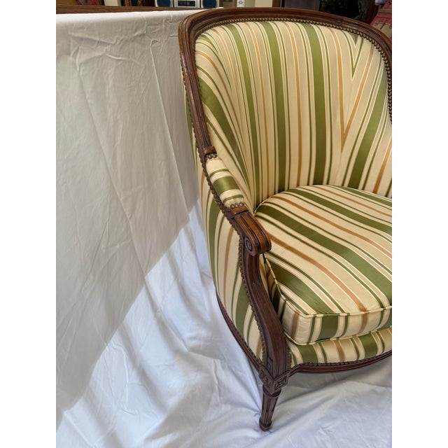 Late 19th Century Louis XVI Style Pair of French Bergeres For Sale - Image 5 of 13