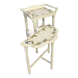 1960s Matching Set Hand Painted Dresser and Two Bedside Tables, 3 Pieces For Sale