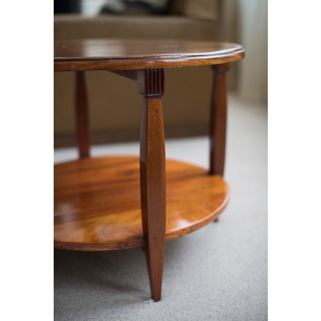 1930s Round Art Deco Mahogany 2-Tier Side Table For Sale In New York - Image 6 of 7